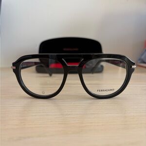 Salvatore Ferragamo Black Aviator Glasses